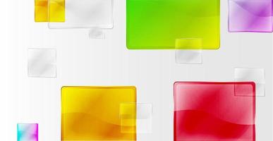 Realistic background with transparent multicolored squares and reflection effect. vector