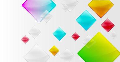 Realistic background with transparent multicolored squares and reflection effect. vector