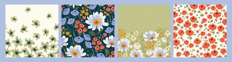 Floral seamless patterns and borders. Vector design for paper, cover, fabric, interior decor and other users