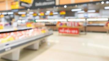 Abstract supermarket grocery store blurred defocused background with bokeh light photo