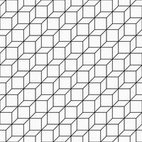 Geometric line art background. Simple artwork illustration of flat shapes, square segments, parallelograms, rhombuses, hexagons. Luxury premium seamless pattern backdrop, vector in black and white.