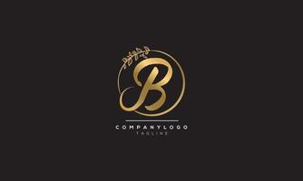 B Alphabet Golden Monogram and retro look vector