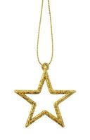 Golden Christmas star ornament bauble isolated on white background photo