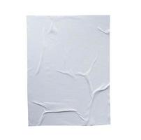 Blank white crumpled and creased paper poster texture isolated on white background photo