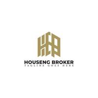 Abstract initial letter HB or BH logo in gold color isolated in white background applied for real estate broker logo also suitable for the brands or companies have initial name BH or HB. vector