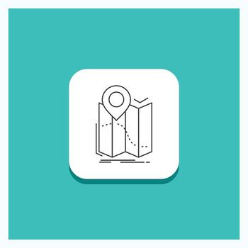 Round Button for gps. location. map. navigation. route Line icon Turquoise Background vector