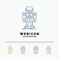 autonomous. machine. robot. robotic. technology 5 Color Line Web Icon Template isolated on white. Vector illustration