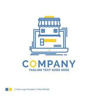 business. marketplace. organization. data. online market Blue Yellow Business Logo template. Creative Design Template Place for Tagline. vector