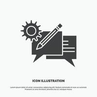 charlar. comunicación. discusión. ajuste. icono de mensaje símbolo gris vectorial de glifo para ui y ux. sitio web o aplicación móvil vector