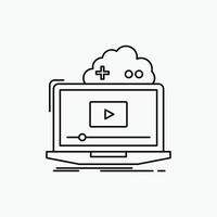 Cloud. game. online. streaming. video Line Icon. Vector isolated illustration