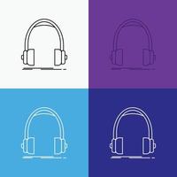 Audio, headphone, headphones, monitor, studio Icon Over Various Background. Line style design, designed for web and app. Eps 10 vector illustration