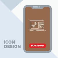 control, equalizer, equalization, sound, studio Line Icon in Mobile for Download Page vector