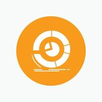Analysis. analytics. business. diagram. pie chart White Glyph Icon in Circle. Vector Button illustration