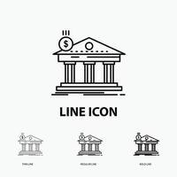 Architecture. bank. banking. building. federal Icon in Thin. Regular and Bold Line Style. Vector illustration