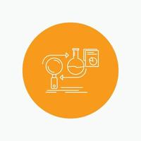 Analysis. business. develop. development. market White Line Icon in Circle background. vector icon illustration