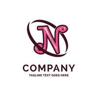 N Company Name Design Pink Beautity Logo Design. Logo Template. Brand Name template Place for Tagline. Creative Logo Design vector