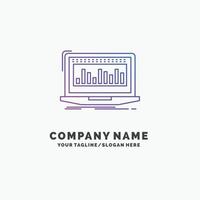 Data. financial. index. monitoring. stock Purple Business Logo Template. Place for Tagline vector