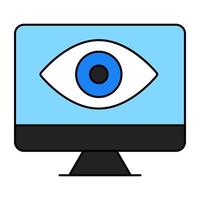 ojo dentro del monitor, ícono de monitoreo en línea vector