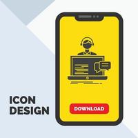 support. chat. customer. service. help Glyph Icon in Mobile for Download Page. Yellow Background vector