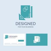 Design. layout. page. sketch. sketching Business Logo Glyph Icon Symbol for your business. Turquoise Business Cards with Brand logo template. vector