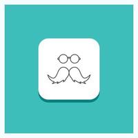 Round Button for moustache. Hipster. movember. male. men Line icon Turquoise Background vector