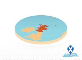 Scotland map designed in isometric style, orange circle map. vector