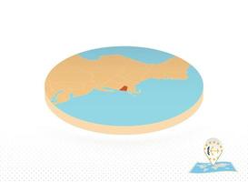 Rhode Island state map designed in isometric style, orange circle map. vector