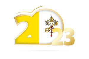 Year 2023 with Vatican City Flag pattern. vector