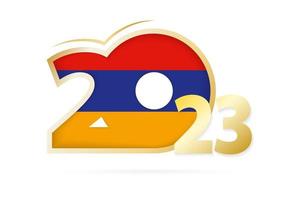 Year 2023 with Armenia Flag pattern. vector