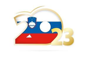 Year 2023 with Slovenia Flag pattern. vector