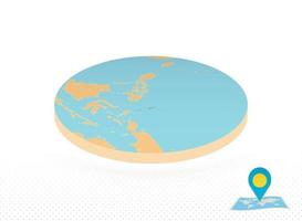 Palau map designed in isometric style, orange circle map. vector