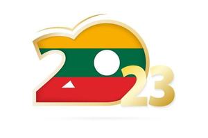 Year 2023 with Lithuania Flag pattern. vector