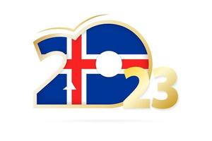 Year 2023 with Iceland Flag pattern. vector