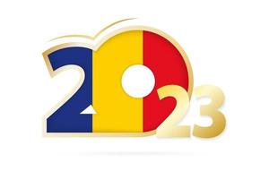 Year 2023 with Romania Flag pattern. vector