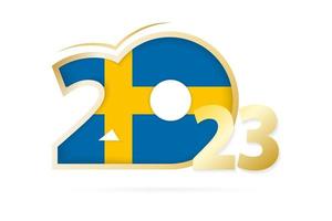 Year 2023 with Sweden Flag pattern. vector