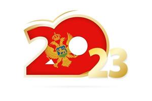 año 2023 con patrón de bandera de montenegro. vector