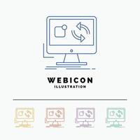 update. app. application. install. sync 5 Color Line Web Icon Template isolated on white. Vector illustration