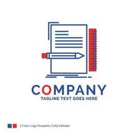 Company Name Logo Design For Code. coding. file. programming. script. Blue and red Brand Name Design with place for Tagline. Abstract Creative Logo template for Small and Large Business. vector