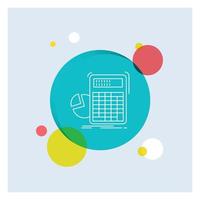 calculator. calculation. math. progress. graph White Line Icon colorful Circle Background vector