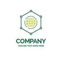 Network. Global. data. Connection. Business Flat Business Logo template. Creative Green Brand Name Design. vector