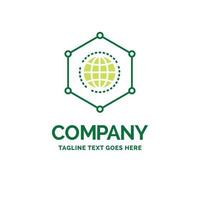 Network. Global. data. Connection. Business Flat Business Logo template. Creative Green Brand Name Design. vector