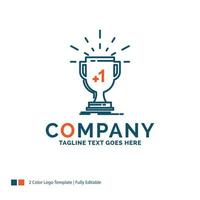 award. trophy. win. prize. first Logo Design. Blue and Orange Brand Name Design. Place for Tagline. Business Logo template. vector