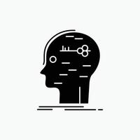 brain, hack, hacking, key, mind Glyph Icon. Vector isolated illustration