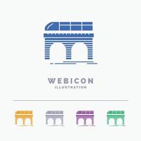 metro. ferrocarril. ferrocarril. tren. plantilla de icono de web de glifo de color de 5 colores aislada en blanco. ilustración vectorial vector