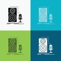 Live. mic. microphone. record. sound Icon Over Various Background. glyph style design. designed for web and app. Eps 10 vector illustration