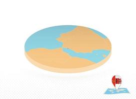 Gibraltar map designed in isometric style, orange circle map. vector