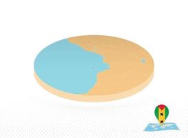 Sao Tome and Principe map designed in isometric style, orange circle map. vector