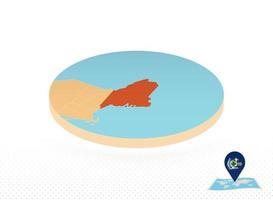 Maine state map designed in isometric style, orange circle map. vector