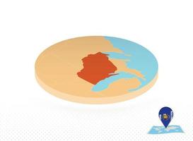 mapa del estado de wisconsin diseñado en estilo isométrico, mapa de círculo naranja. vector