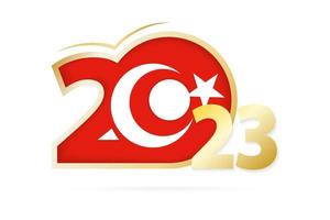 Year 2023 with Turkey Flag pattern. vector